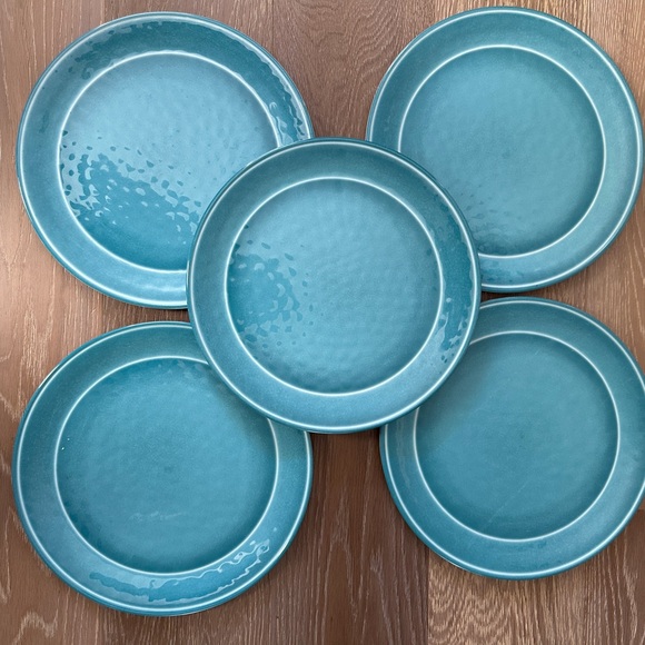 Set of 15 melamine Floral, Teal, and Gray Plates - Picture 4 of 5